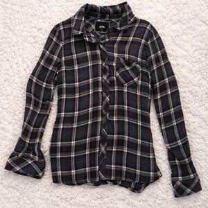 Rails Navy Blue White Plaid Button Down Shirt Women’s Small Lightweight Flannel
